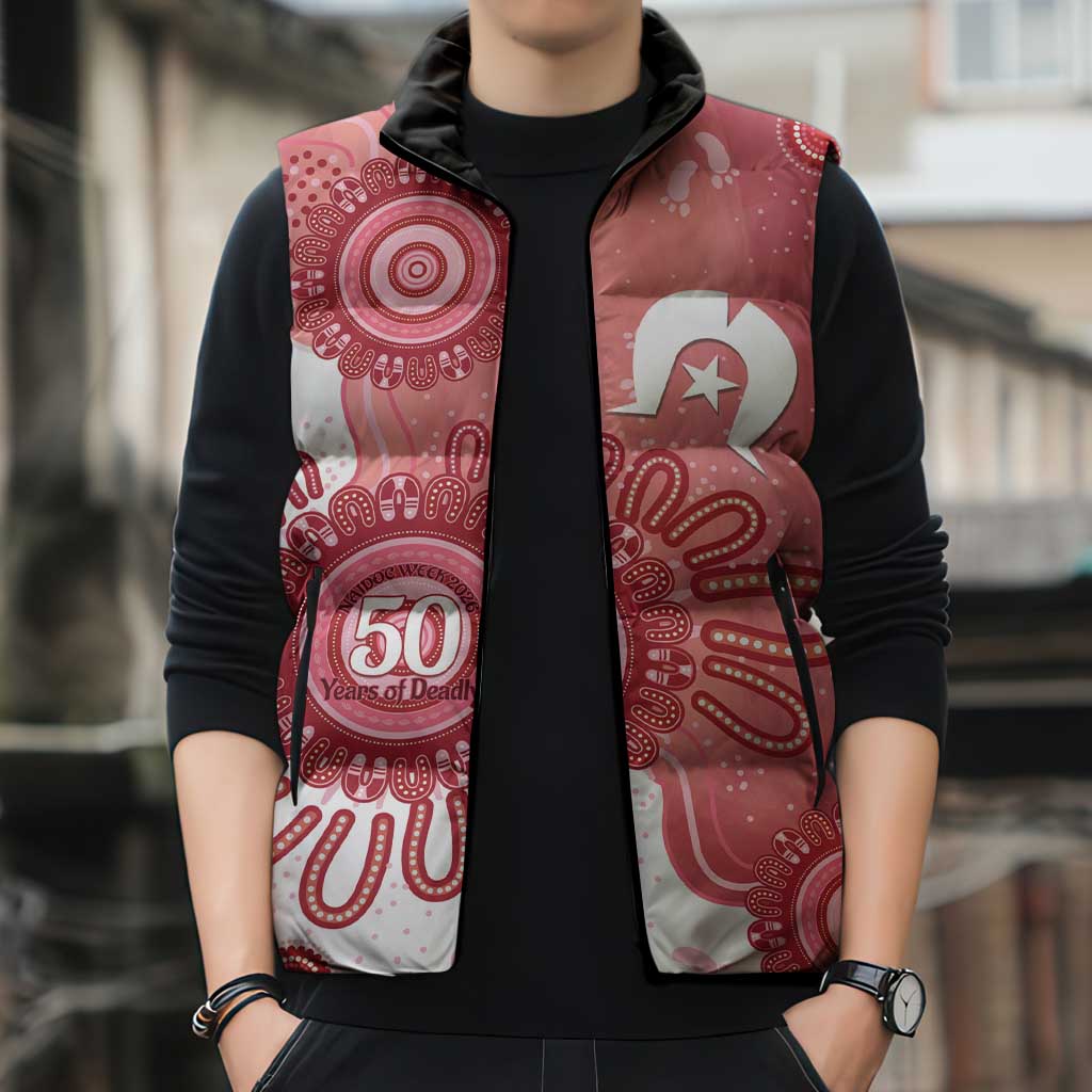 NAIDOC Week 2026 Sleeveless Puffer Jacket 50 Years Deadly Dhari Pink Aboriginal Art