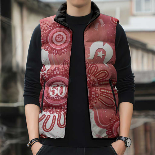 NAIDOC Week 2026 Sleeveless Puffer Jacket 50 Years Deadly Dhari Pink Aboriginal Art