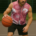 NAIDOC Week 2026 Sleeveless Zip Hoodie 50 Years Deadly Dhari Pink Aboriginal Art