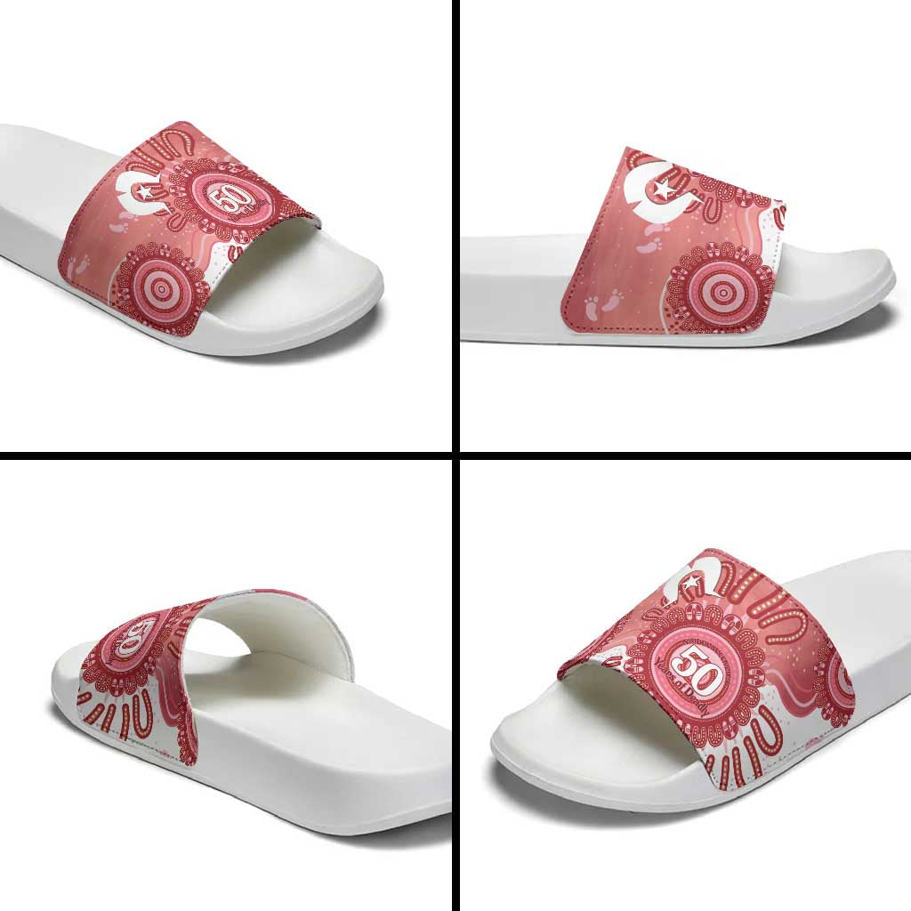 NAIDOC Week 2026 Slide Sandals 50 Years Deadly Dhari Pink Aboriginal Art