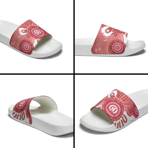 NAIDOC Week 2026 Slide Sandals 50 Years Deadly Dhari Pink Aboriginal Art
