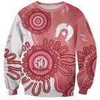NAIDOC Week 2026 Sweatshirt 50 Years Deadly Dhari Pink Aboriginal Art