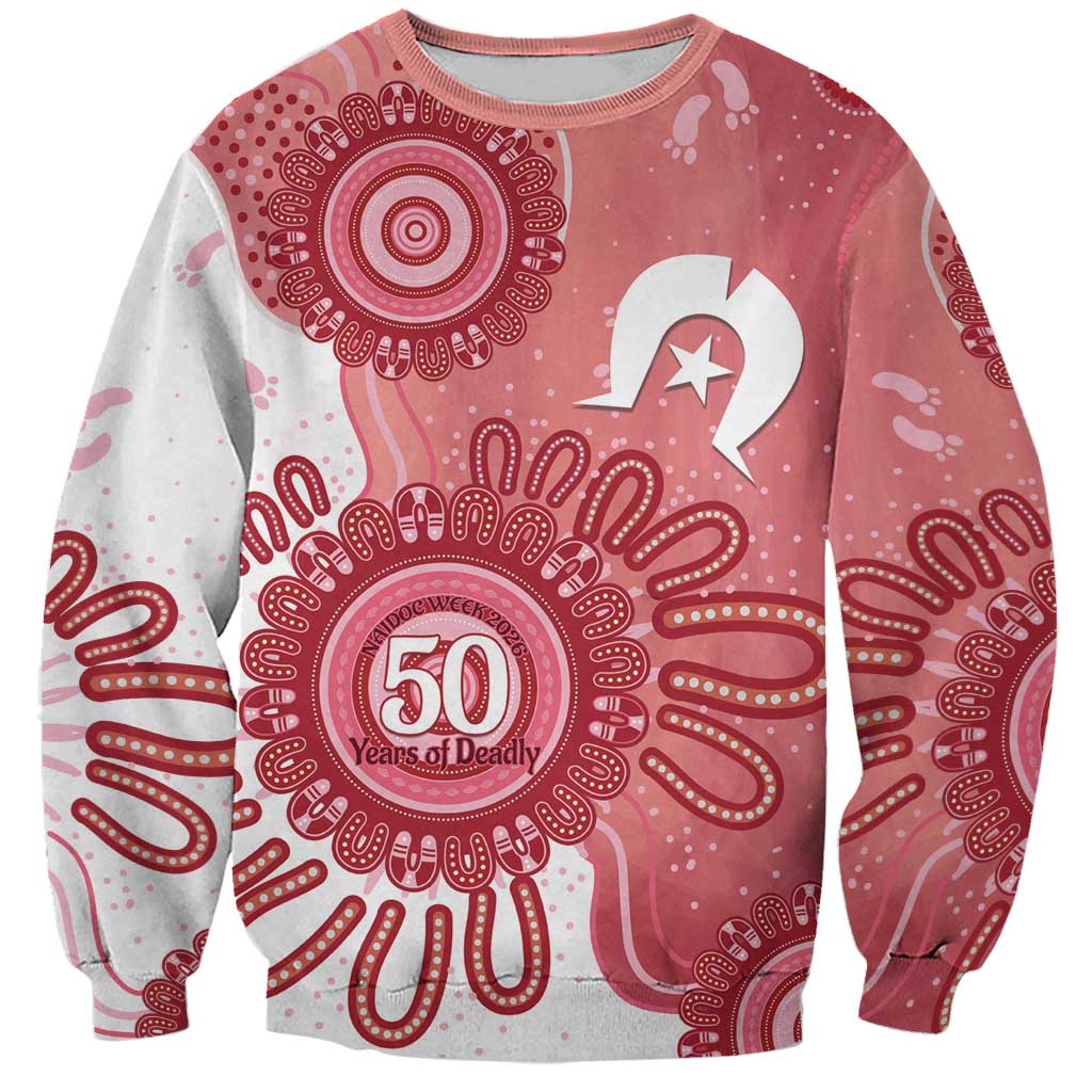 NAIDOC Week 2026 Sweatshirt 50 Years Deadly Dhari Pink Aboriginal Art