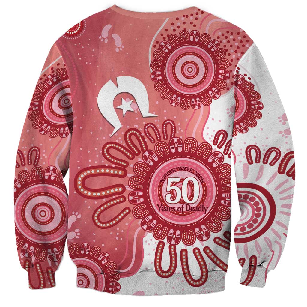 NAIDOC Week 2026 Sweatshirt 50 Years Deadly Dhari Pink Aboriginal Art