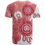 NAIDOC Week 2026 T Shirt 50 Years Deadly Dhari Pink Aboriginal Art