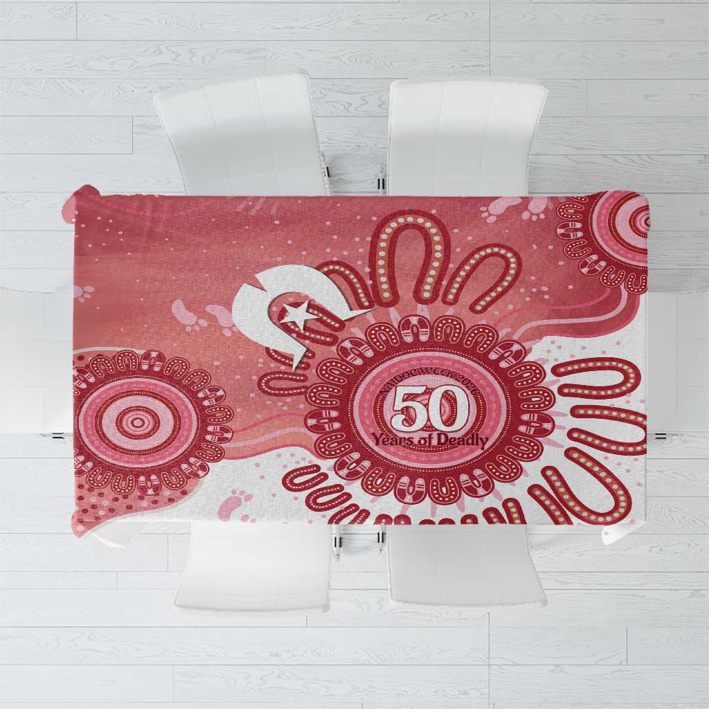 NAIDOC Week 2026 Tablecloth 50 Years Deadly Dhari Pink Aboriginal Art