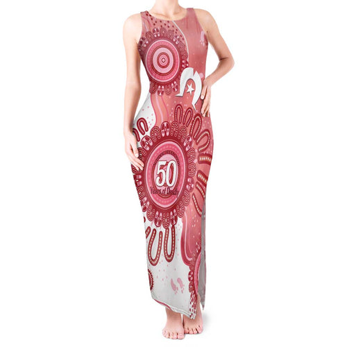 NAIDOC Week 2026 Tank Maxi Dress 50 Years Deadly Dhari Pink Aboriginal Art