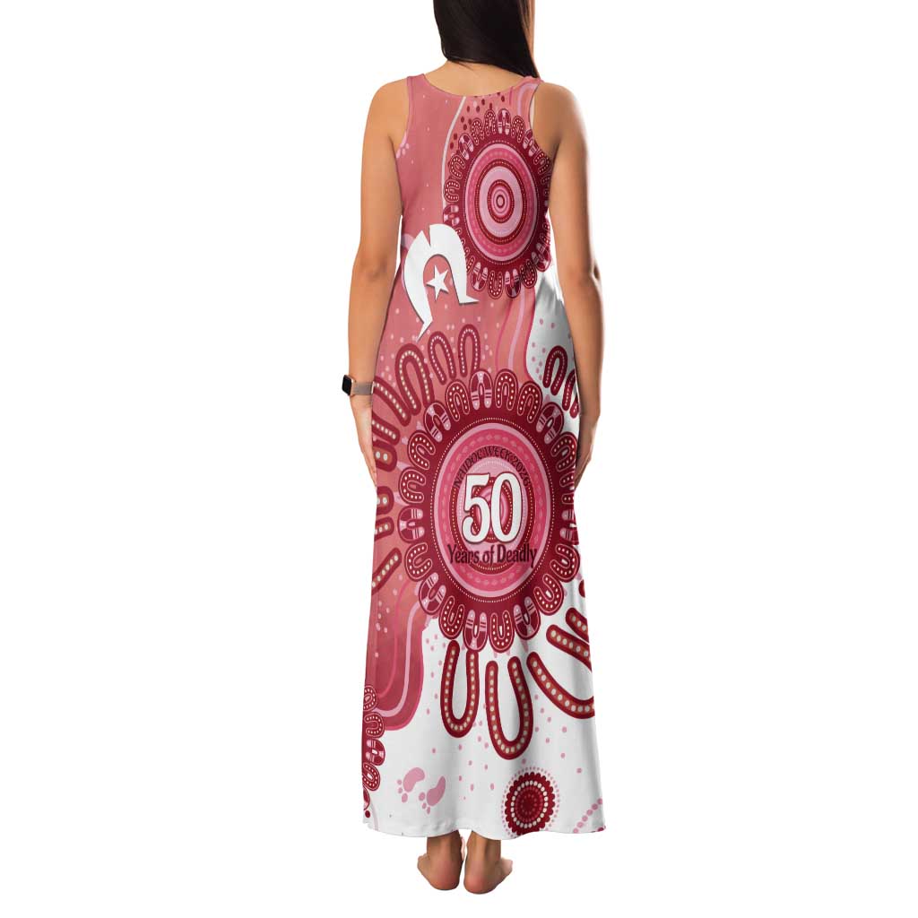NAIDOC Week 2026 Tank Maxi Dress 50 Years Deadly Dhari Pink Aboriginal Art