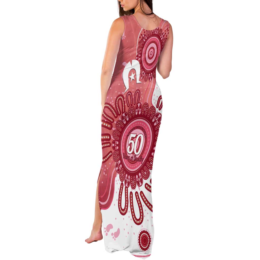 NAIDOC Week 2026 Tank Maxi Dress 50 Years Deadly Dhari Pink Aboriginal Art