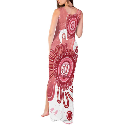 NAIDOC Week 2026 Tank Maxi Dress 50 Years Deadly Dhari Pink Aboriginal Art