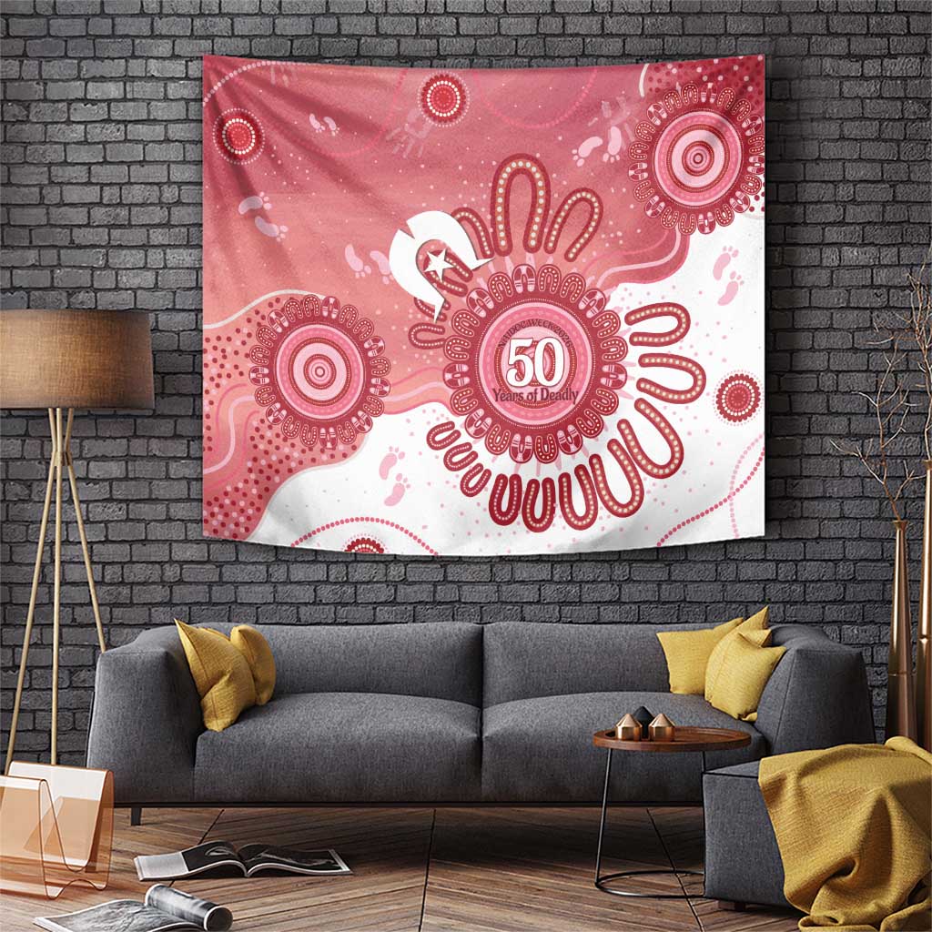 NAIDOC Week 2026 Tapestry 50 Years Deadly Dhari Pink Aboriginal Art