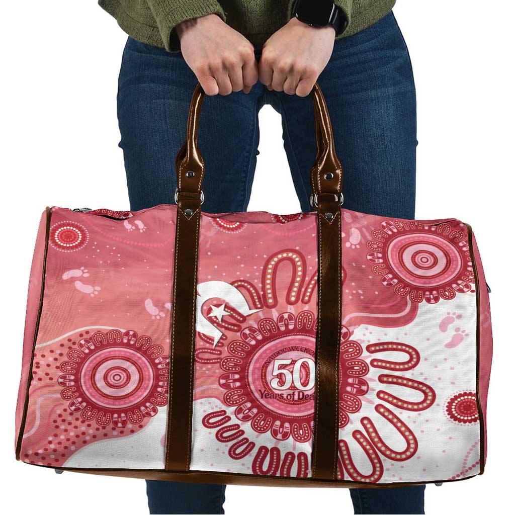 NAIDOC Week 2026 Travel Bag 50 Years Deadly Dhari Pink Aboriginal Art