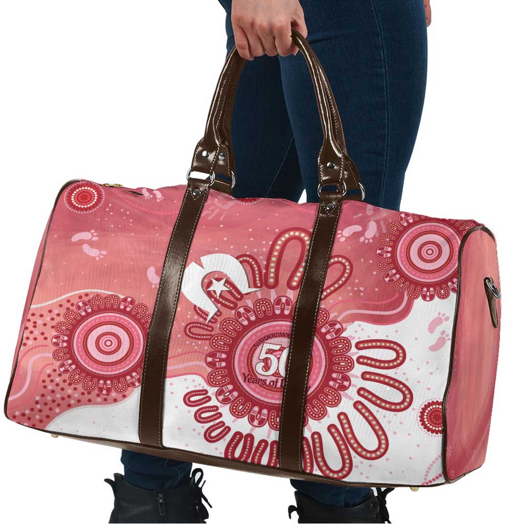 NAIDOC Week 2026 Travel Bag 50 Years Deadly Dhari Pink Aboriginal Art