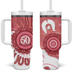 NAIDOC Week 2026 Tumbler With Handle 50 Years Deadly Dhari Pink Aboriginal Art