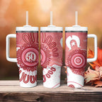 NAIDOC Week 2026 Tumbler With Handle 50 Years Deadly Dhari Pink Aboriginal Art