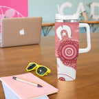 NAIDOC Week 2026 Tumbler With Handle 50 Years Deadly Dhari Pink Aboriginal Art