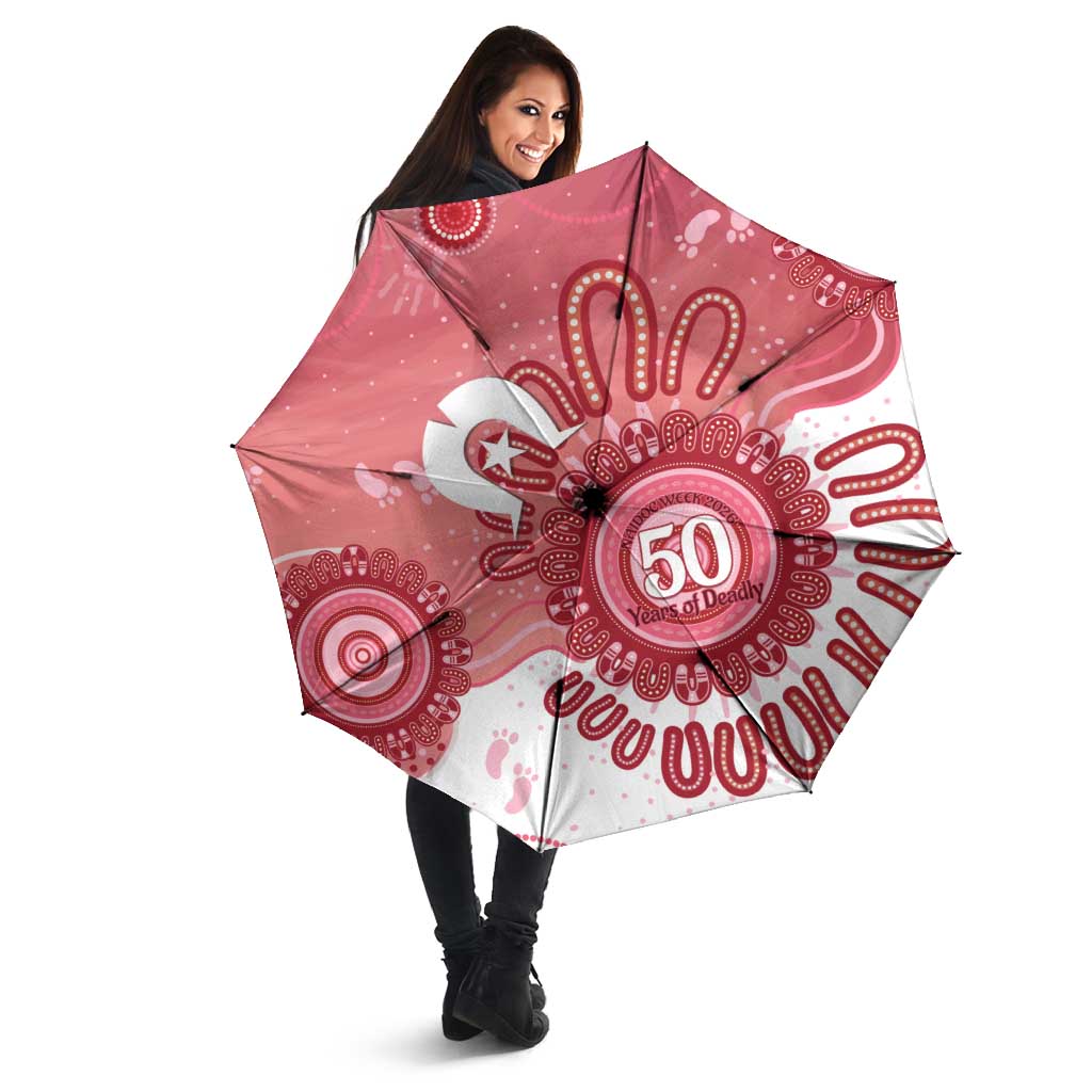 NAIDOC Week 2026 Umbrella 50 Years Deadly Dhari Pink Aboriginal Art