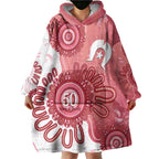 NAIDOC Week 2026 Wearable Blanket Hoodie 50 Years Deadly Dhari Pink Aboriginal Art