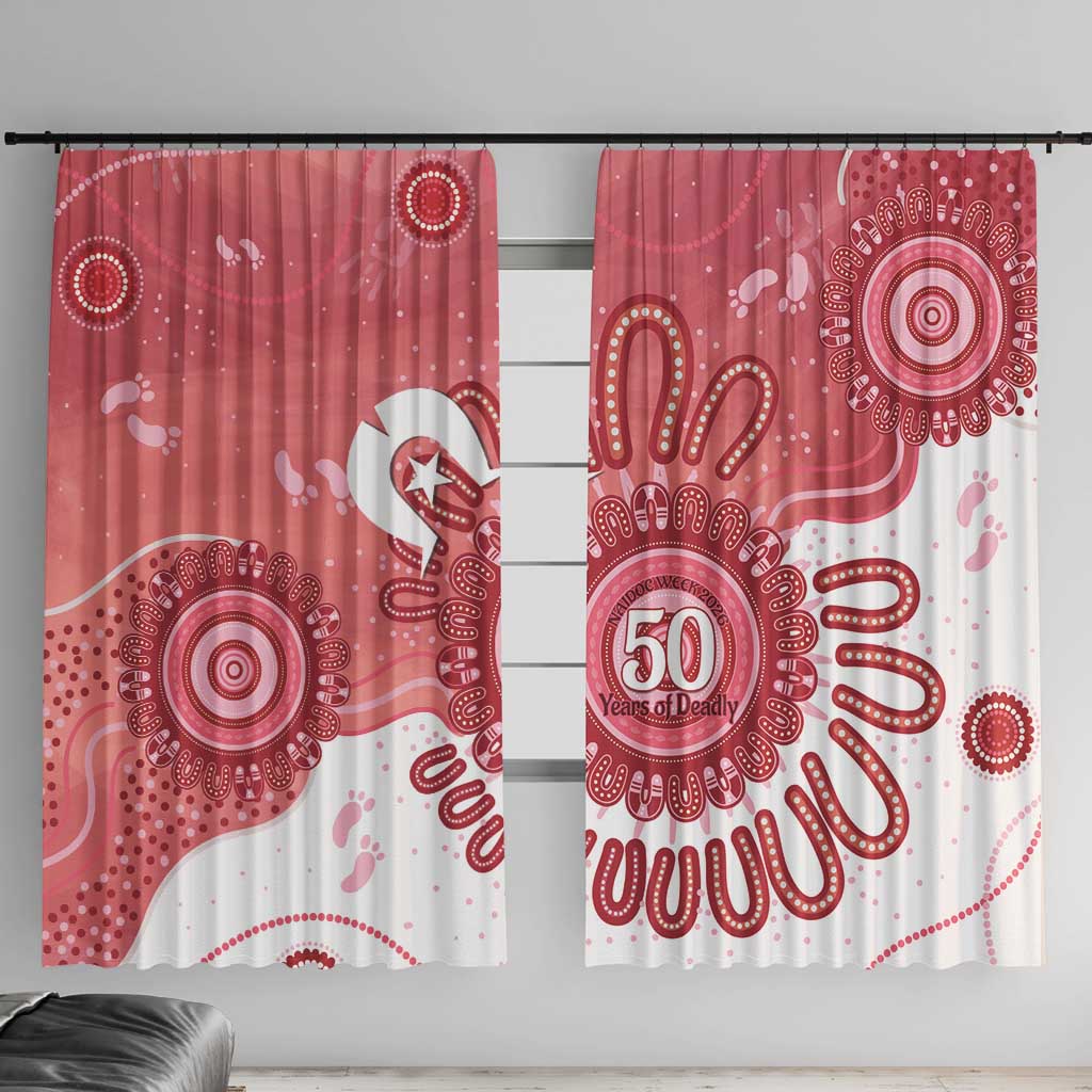 NAIDOC Week 2026 Window Curtain 50 Years Deadly Dhari Pink Aboriginal Art