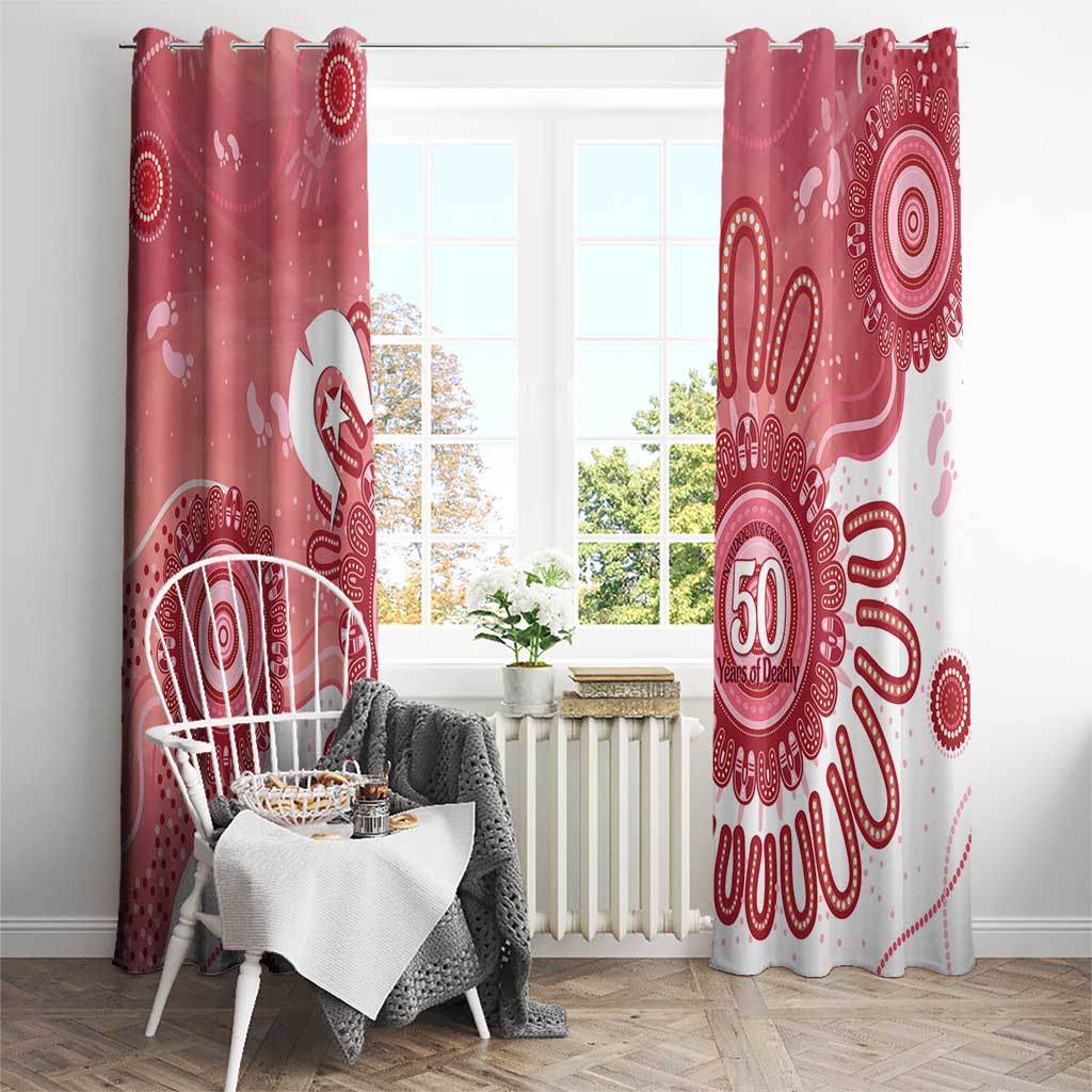 NAIDOC Week 2026 Window Curtain 50 Years Deadly Dhari Pink Aboriginal Art