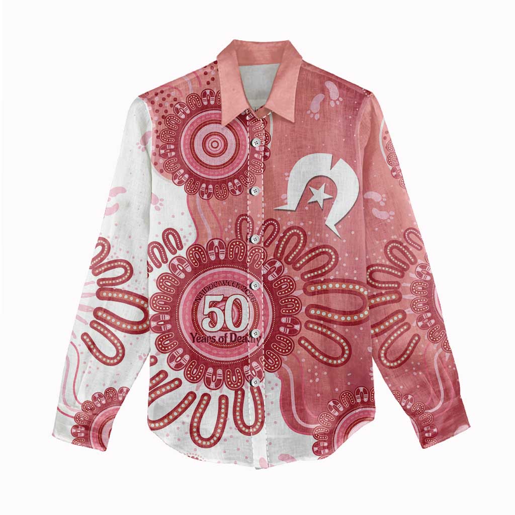 NAIDOC Week 2026 Women Casual Shirt 50 Years Deadly Dhari Pink Aboriginal Art