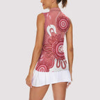 NAIDOC Week 2026 Women Sleeveless Polo Shirt 50 Years Deadly Dhari Pink Aboriginal Art