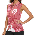 NAIDOC Week 2026 Women Sleeveless Polo Shirt 50 Years Deadly Dhari Pink Aboriginal Art