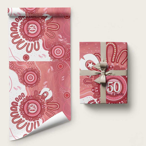 NAIDOC Week 2026 Wrapping Paper 50 Years Deadly Dhari Pink Aboriginal Art