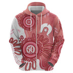 NAIDOC Week 2026 Zip Hoodie 50 Years Deadly Dhari Pink Aboriginal Art
