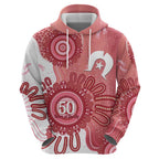 NAIDOC Week 2026 Zip Hoodie 50 Years Deadly Dhari Pink Aboriginal Art