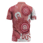 NAIDOC Week 2026 Zipper Polo Shirt 50 Years Deadly Dhari Pink Aboriginal Art