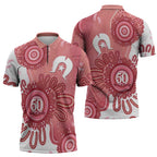 NAIDOC Week 2026 Zipper Polo Shirt 50 Years Deadly Dhari Pink Aboriginal Art