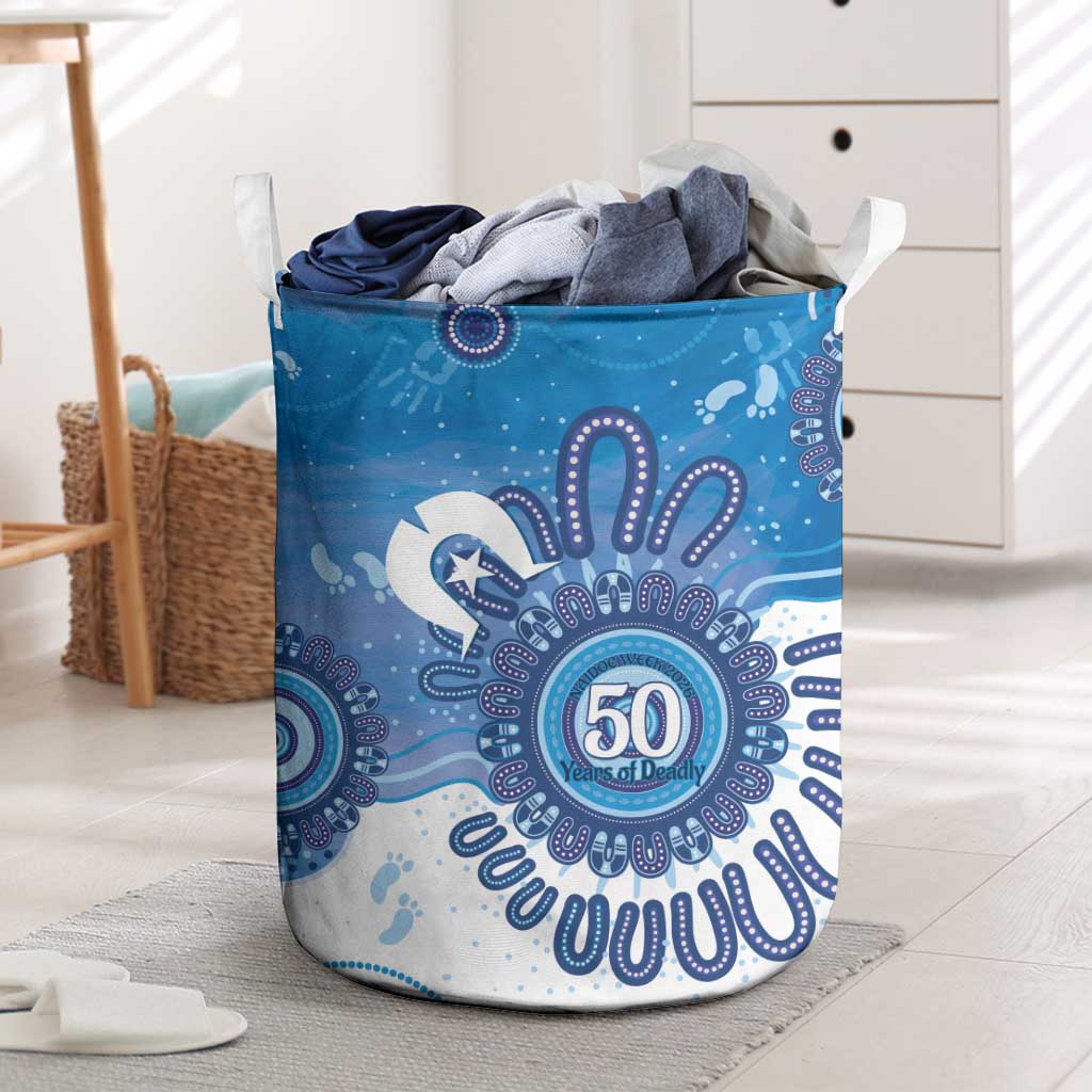 NAIDOC Week 2026 Laundry Basket 50 Years Deadly Dhari Blue Aboriginal Art