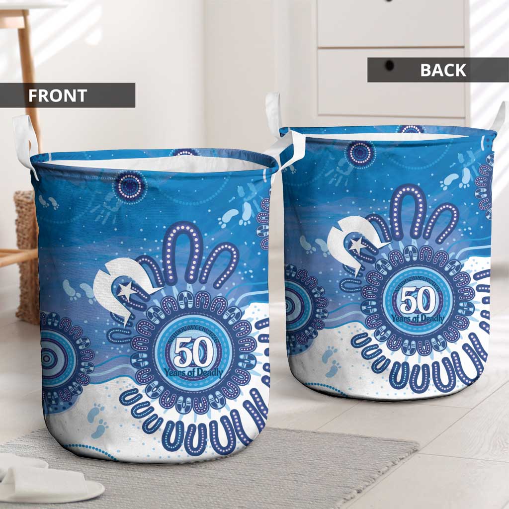 NAIDOC Week 2026 Laundry Basket 50 Years Deadly Dhari Blue Aboriginal Art