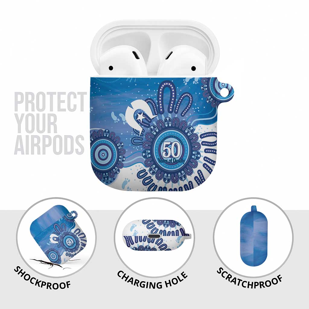 NAIDOC Week 2026 AirPods Case 50 Years Deadly Dhari Blue Aboriginal Art