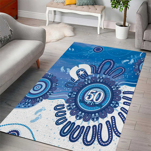 NAIDOC Week 2026 Area Rug 50 Years Deadly Dhari Blue Aboriginal Art