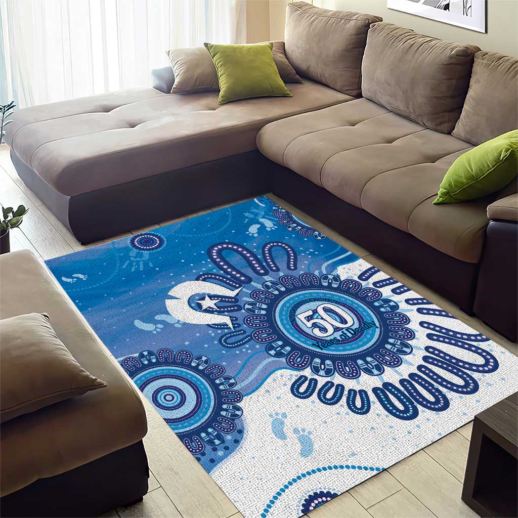 NAIDOC Week 2026 Area Rug 50 Years Deadly Dhari Blue Aboriginal Art