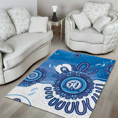 NAIDOC Week 2026 Area Rug 50 Years Deadly Dhari Blue Aboriginal Art