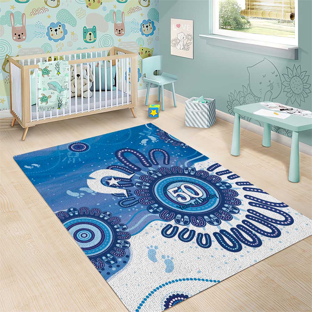 NAIDOC Week 2026 Area Rug 50 Years Deadly Dhari Blue Aboriginal Art