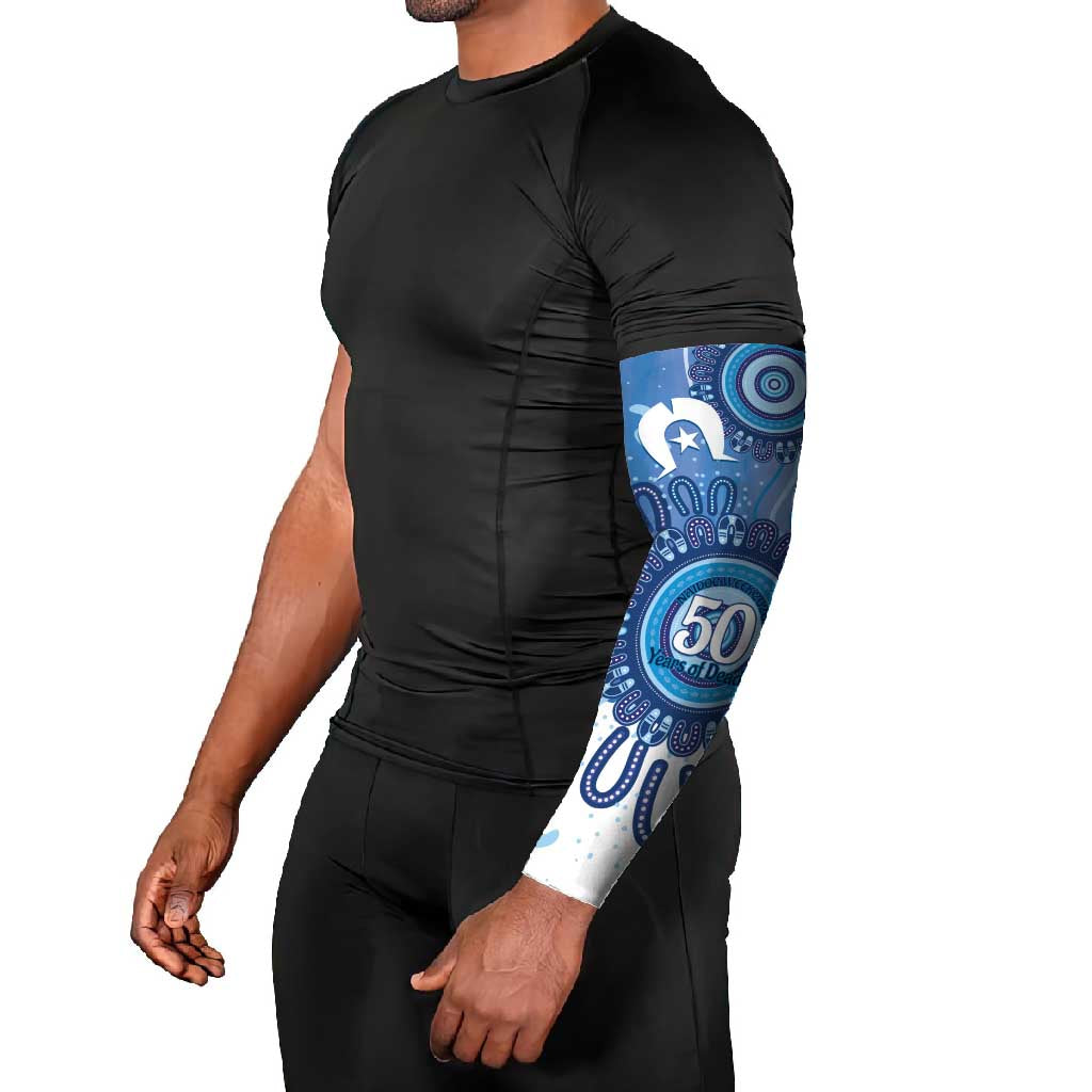 NAIDOC Week 2026 Arm Sleeves 50 Years Deadly Dhari Blue Aboriginal Art