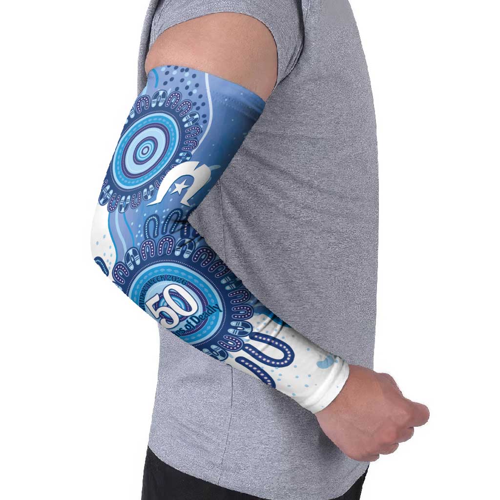 NAIDOC Week 2026 Arm Sleeves 50 Years Deadly Dhari Blue Aboriginal Art