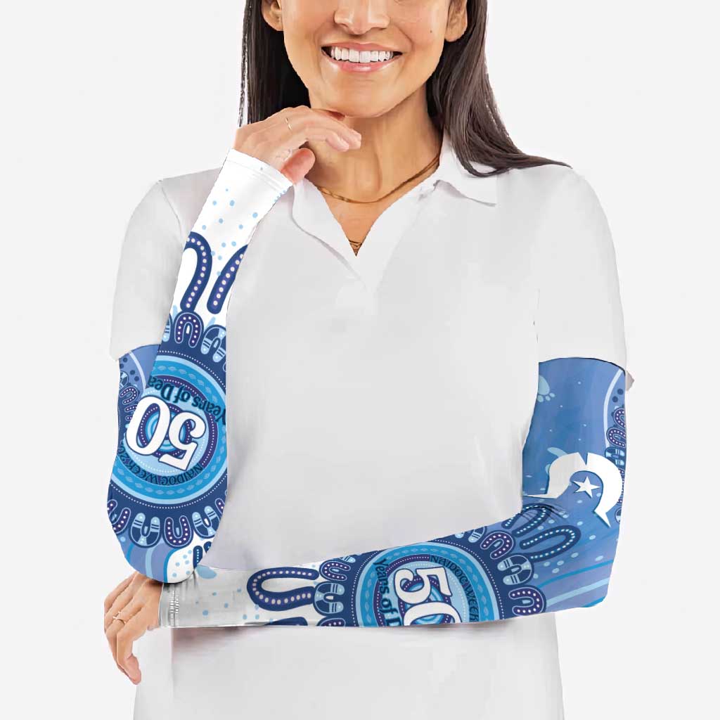 NAIDOC Week 2026 Arm Sleeves 50 Years Deadly Dhari Blue Aboriginal Art