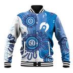 NAIDOC Week 2026 Baseball Jacket 50 Years Deadly Dhari Blue Aboriginal Art