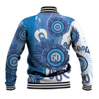 NAIDOC Week 2026 Baseball Jacket 50 Years Deadly Dhari Blue Aboriginal Art