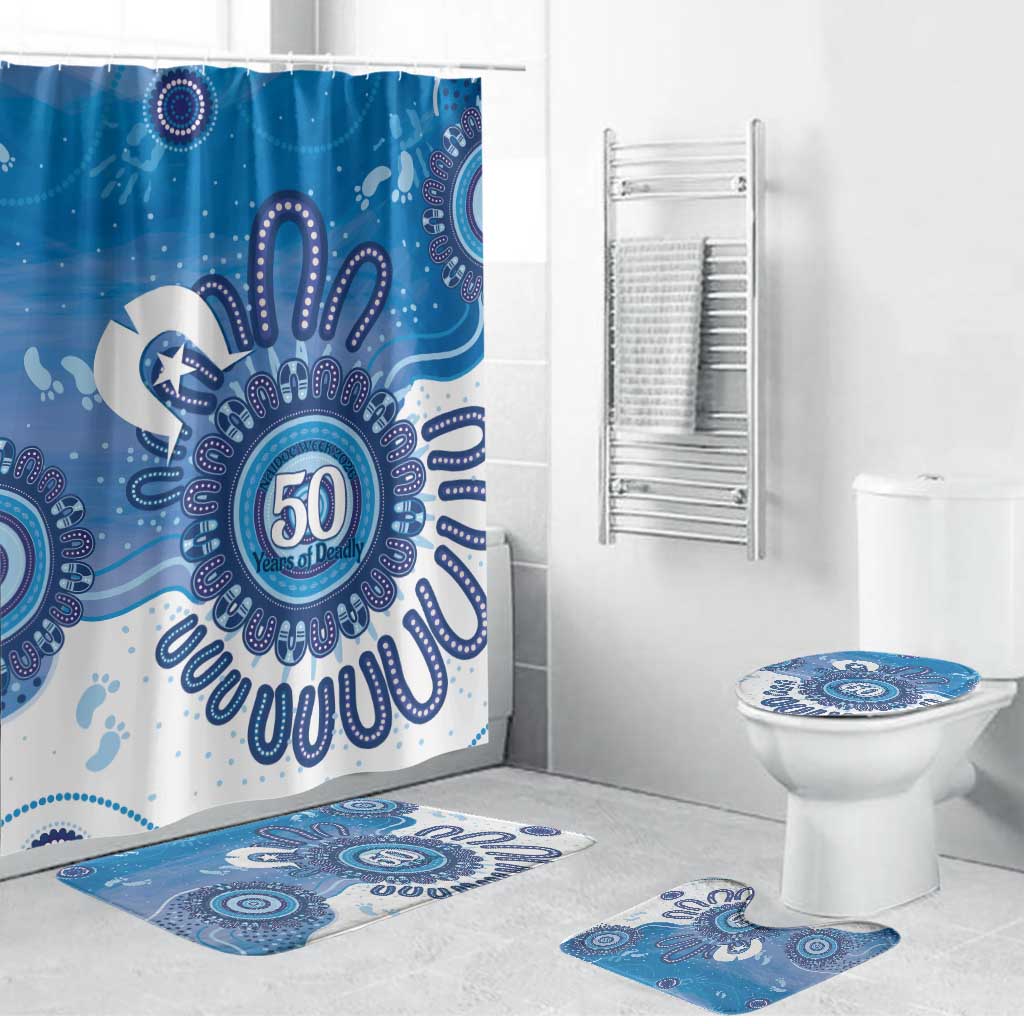 NAIDOC Week 2026 Bathroom Set 50 Years Deadly Dhari Blue Aboriginal Art