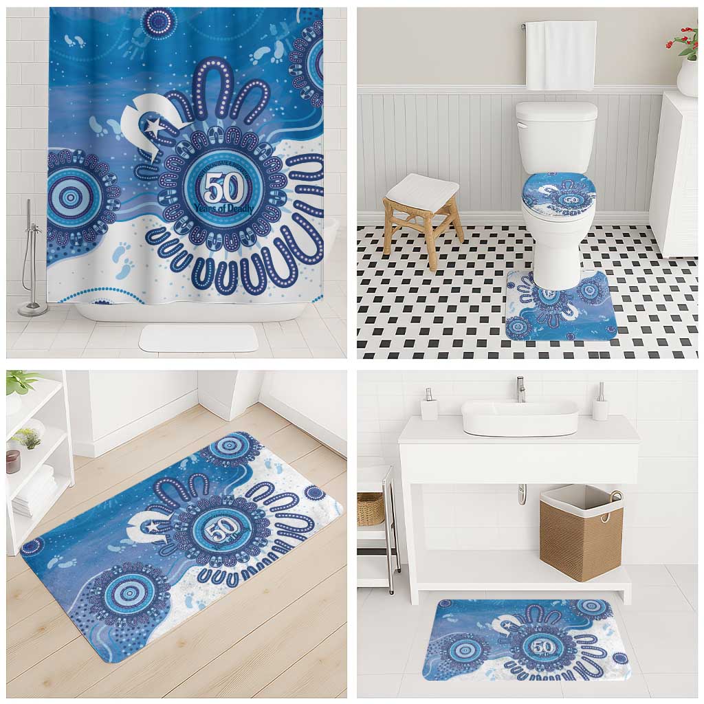 NAIDOC Week 2026 Bathroom Set 50 Years Deadly Dhari Blue Aboriginal Art