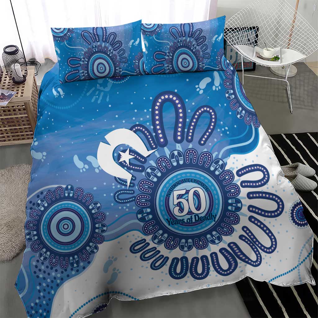 NAIDOC Week 2026 Bedding Set 50 Years Deadly Dhari Blue Aboriginal Art
