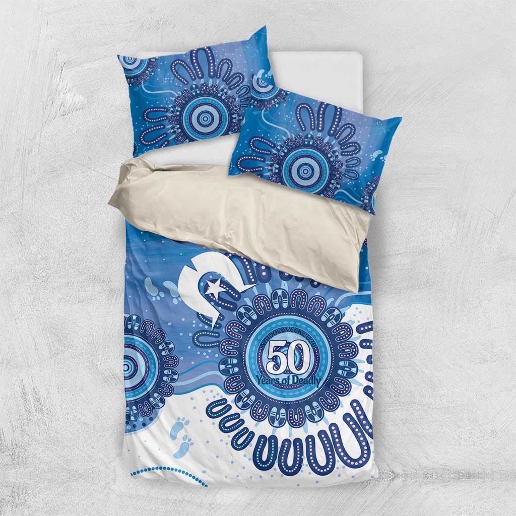 NAIDOC Week 2026 Bedding Set 50 Years Deadly Dhari Blue Aboriginal Art