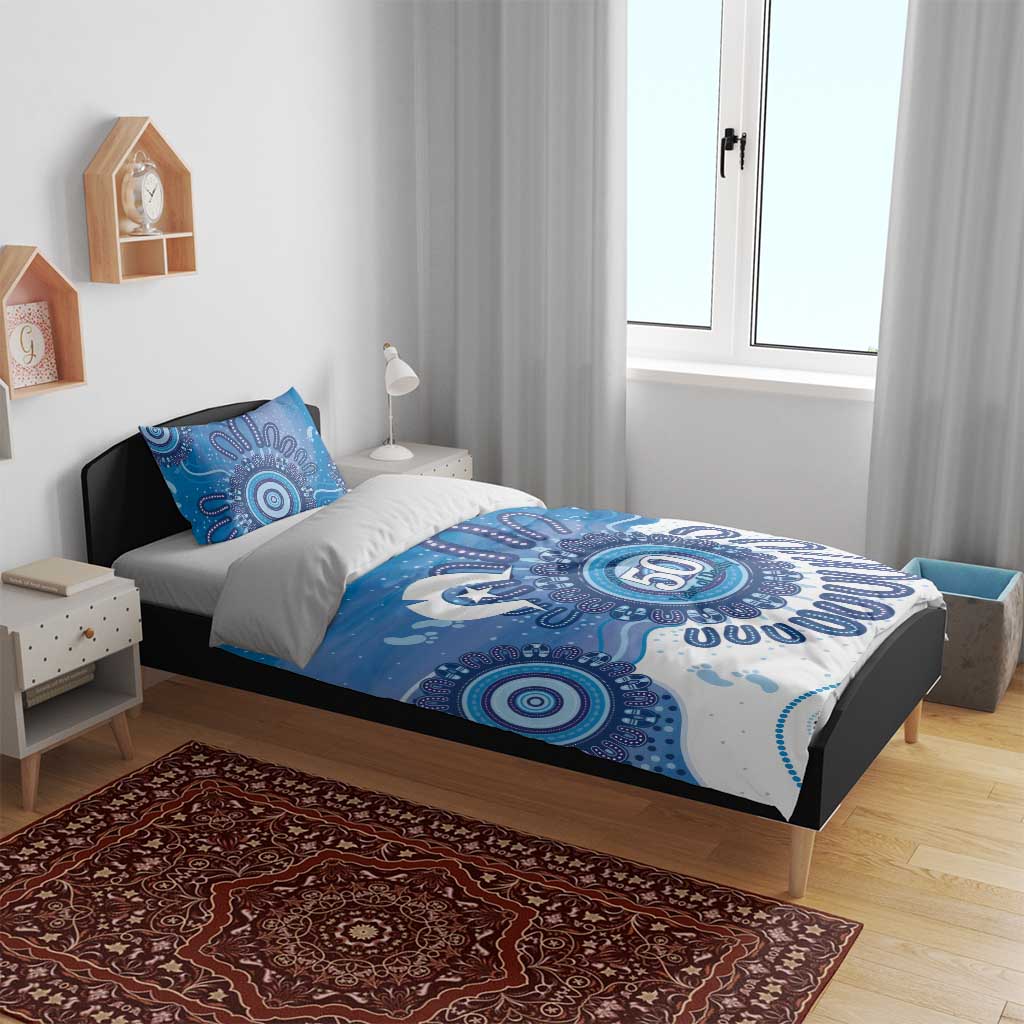 NAIDOC Week 2026 Bedding Set 50 Years Deadly Dhari Blue Aboriginal Art