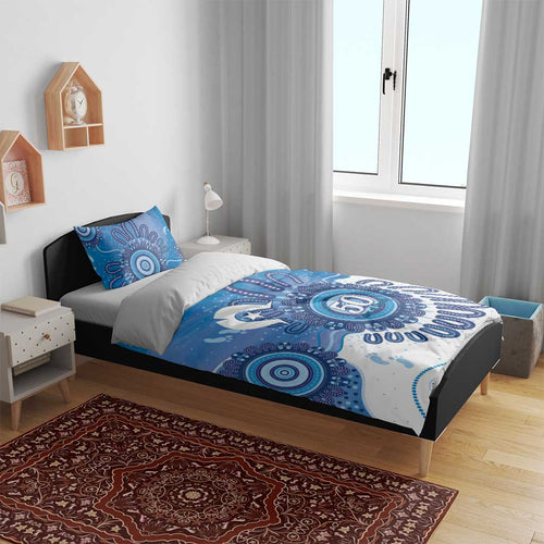 NAIDOC Week 2026 Bedding Set 50 Years Deadly Dhari Blue Aboriginal Art